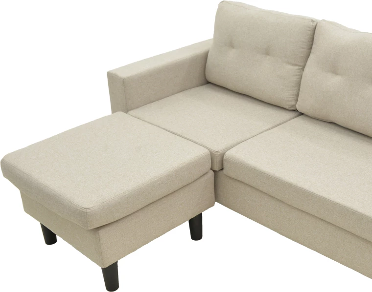 Këndore e kthyeshme Maneli, material bezhë-rërë, 196x138/77x82cm