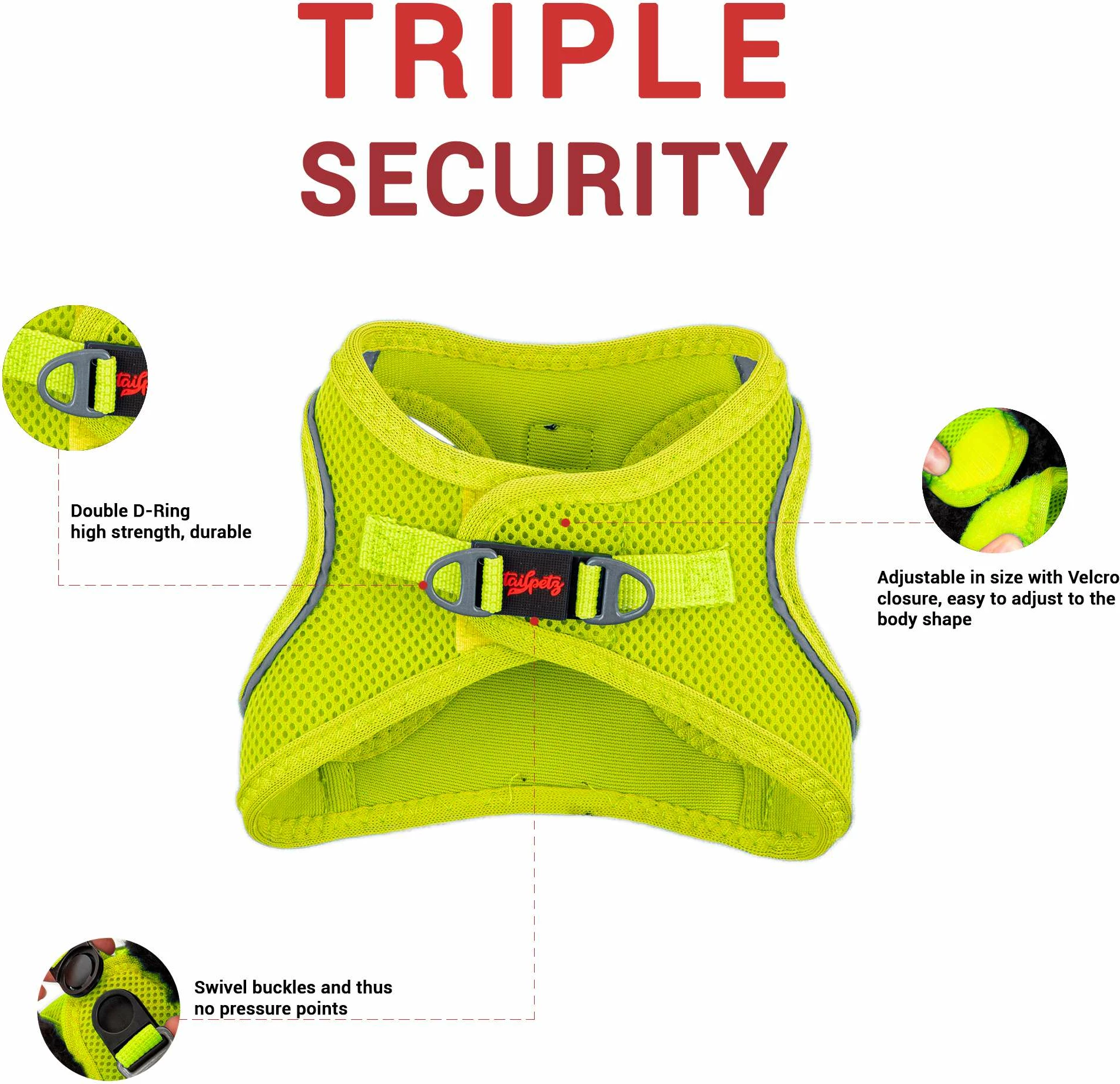 Parzmore për qen, Air-Mesh, ngjyrë Neo Lime