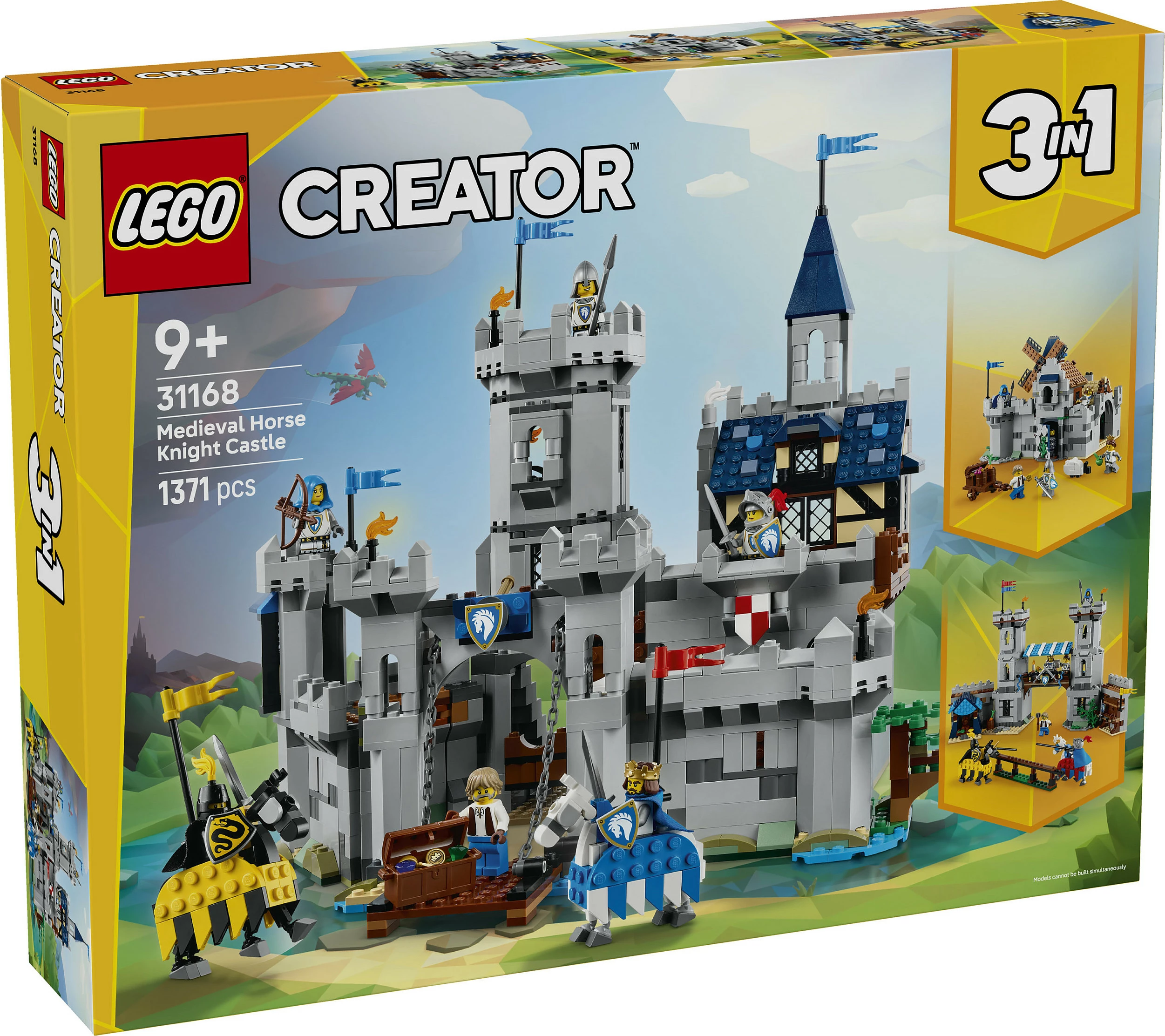 Set LEGO Creator 3in1 Medieval Horse Knight Castle 31168, 1371 copë, multikolor