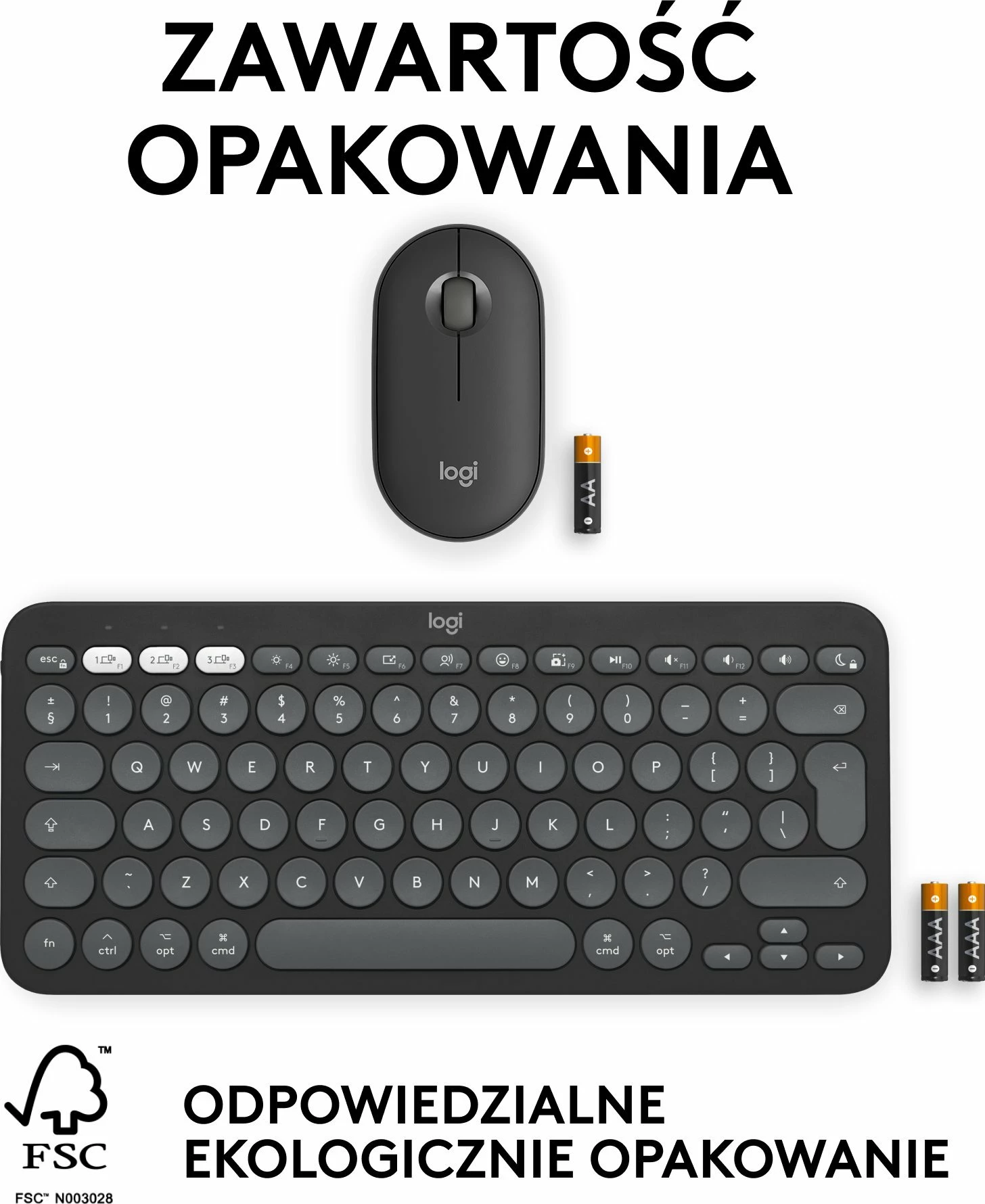 Set tastierë + Maus Logitech Pebble 2 Combo për Mac 920-012244, Bluetooth/Logi Bolt, US INTL, i zi