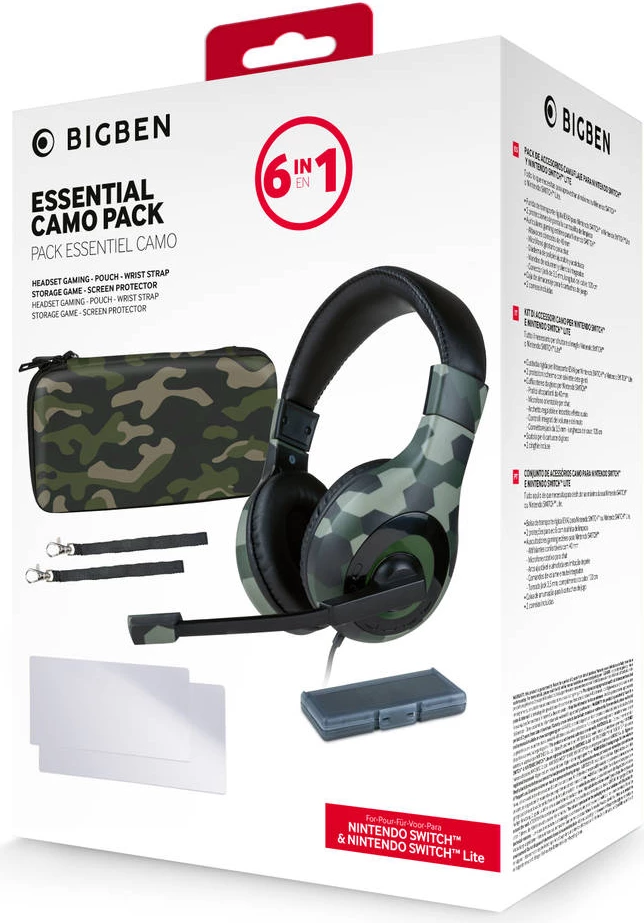 Set aksesorësh gaming Nacon 6-in-1 Camo Pack për Nintendo Switch & Switch Lite, camouflage