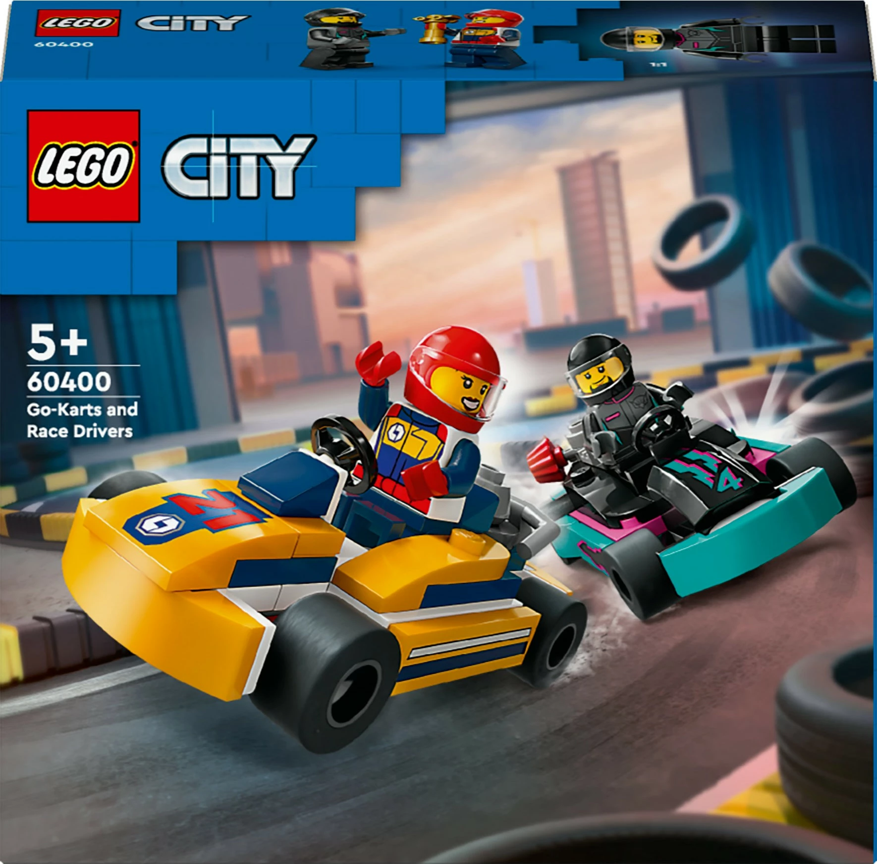 Set ndërtimi LEGO City Go-Karts dhe Shoferët e Garave 60400, 99 pjesë, shumëngjyrësh
