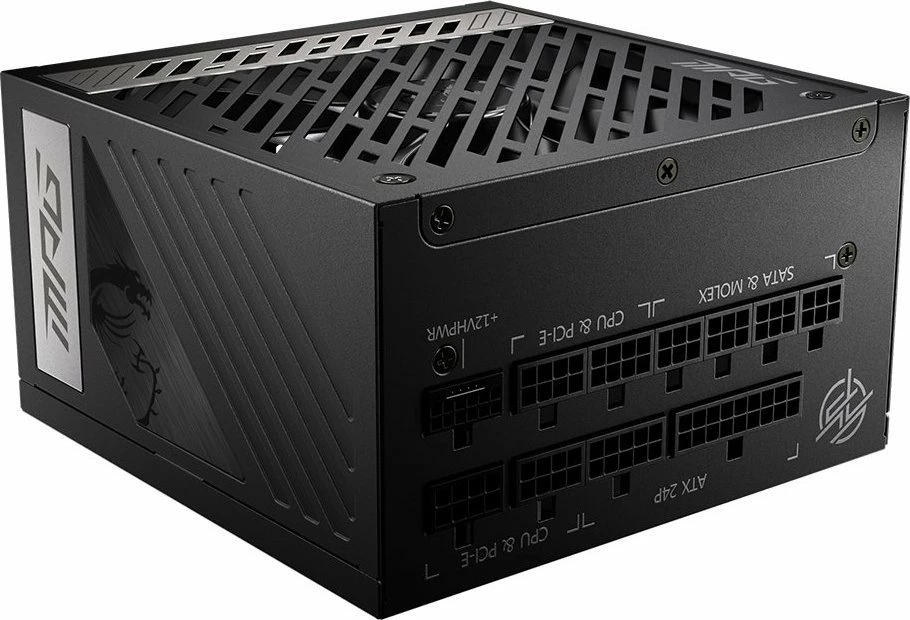 Furnizues energjie MSI MPG A1000G PCIE5 1000W, 80 Plus Gold, modular i plotë, ATX 3.1, PCIe 5.0, i zi