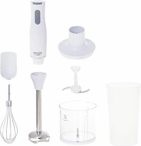 Blender dore Adler AD4620 800W, 2 shpejtësi, gotë 750 ml, grirës 450 ml, i bardhë, set 4-në-1