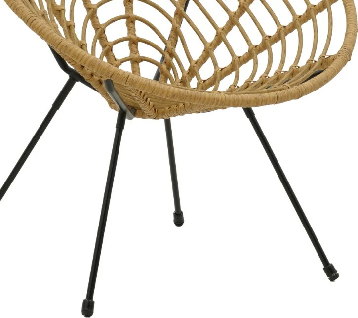 Karrige Naoki pe natyrale-këmbë metalike të zeza 78x74x87cm