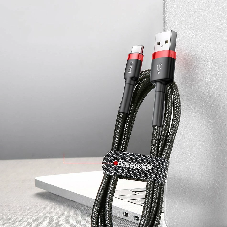 Kabllo Baseus Cafule, USB në USB-C, 3 metra, i kuq