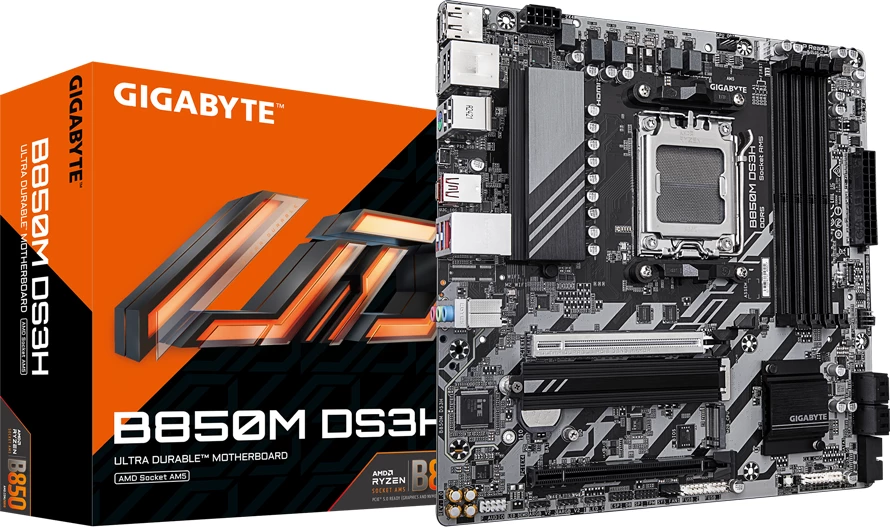 Pllakë amë GIGABYTE B850M DS3H, AM5, mATX, 4xDDR5, 2xM.2, 4xSATA 6G, 2.5Gb LAN, HDMI, 2xDisplayPort