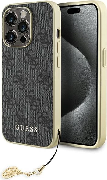 Mbështjellës Guess GUHCP15LGF4GGR për iPhone 15 Pro 6.1", 4G Charms Collection, Gri