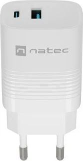 Karikues NATEC RIBERA GAN, 1X USB-A + 1X USB-C, i bardhë