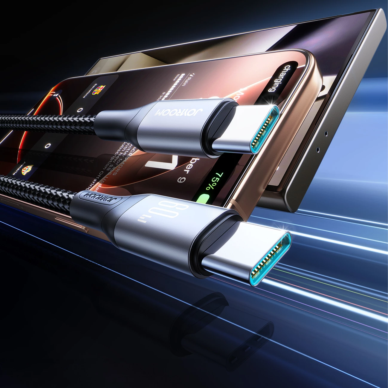 kabllo USB-C – USB-C, Joyroom, S-A28, 60W, 1 m, USB 2.0 480 Mbps, najlon i gërshetum, konektorë alumini, e zezë