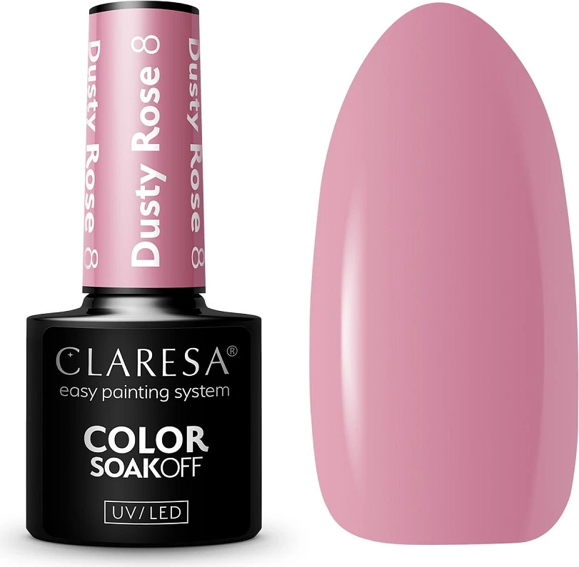 Llak për thonj për femra Claresa Soak Off UV/LED Hybrid Dusty Rose, 8.5g