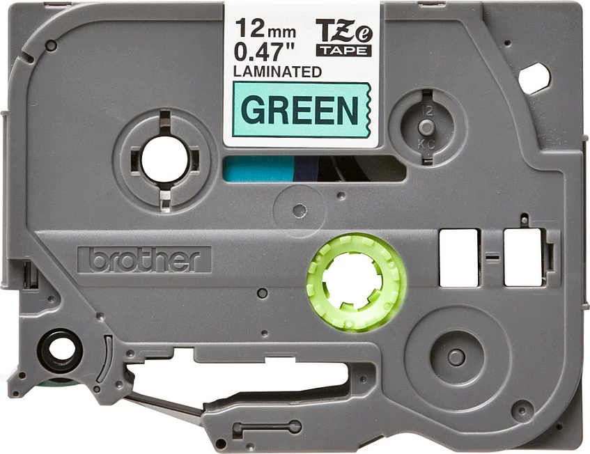 Kasetë shirit etikete Brother TZe-731, 12mm, e zezë në të gjelbër