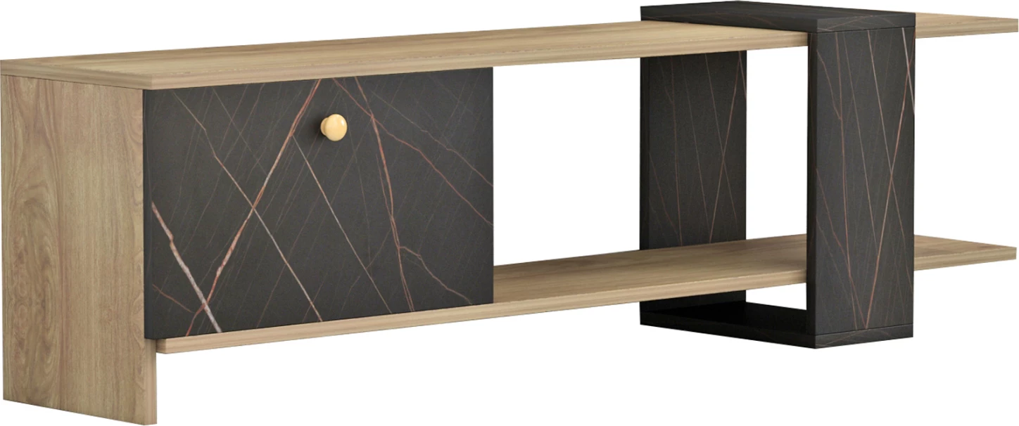 Mobilje TV HENRIETTE FH8900.12 melaminë, sonama-mermer i zi, 120x25x37.5 cm