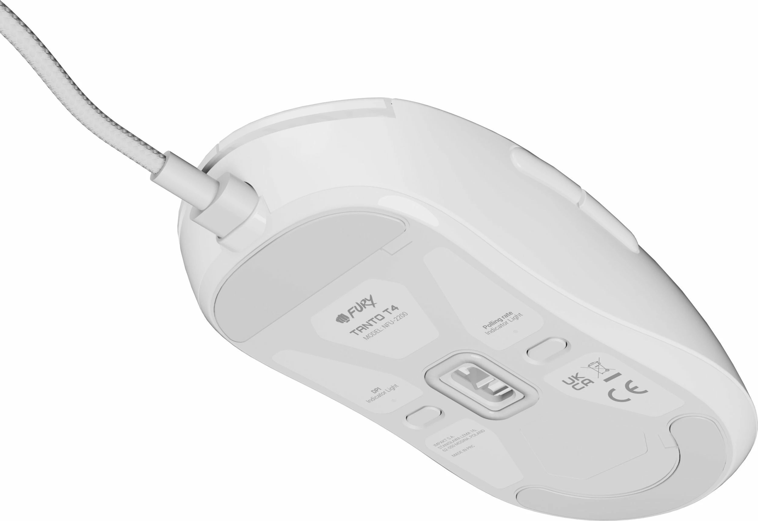 Maus gaming Fury Tanto T4 NFU-2200 me kabllo USB, 12000 DPI, 7 butona, 46 g, i bardhë