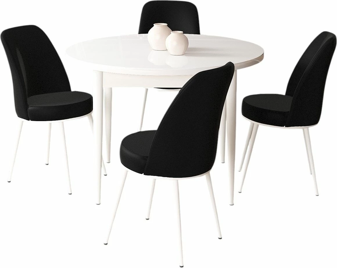 Tavolinë me karrige (5 copë), Skye Decor, Tor, e bardhë, e zezë