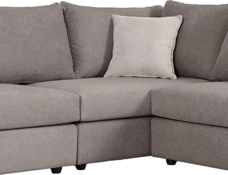 Divan polymorfik i kthyeshëm London, pëlhurë gri, jastëkë gri të çelët, 296x246x95 cm