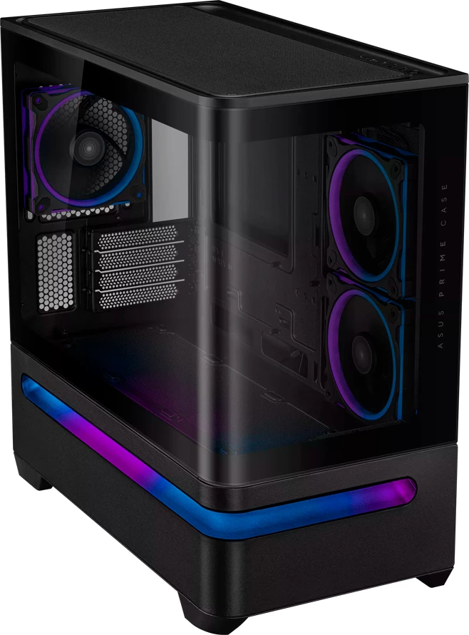 Kasë ASUS Prime AP202 ARGB TG MicroATX Mini Tower, xham i lakuar, 3x120mm RGB fan, e zezë