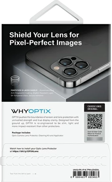 Mbrojtës lentash UNIQ Optix për iPhone 14 Pro / 14 Pro Max, alumini, argjend