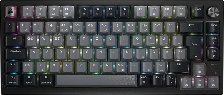 Tastierë Corsair K65 Plus, layout gjerman (DE), RGB, kompakte, e zezë