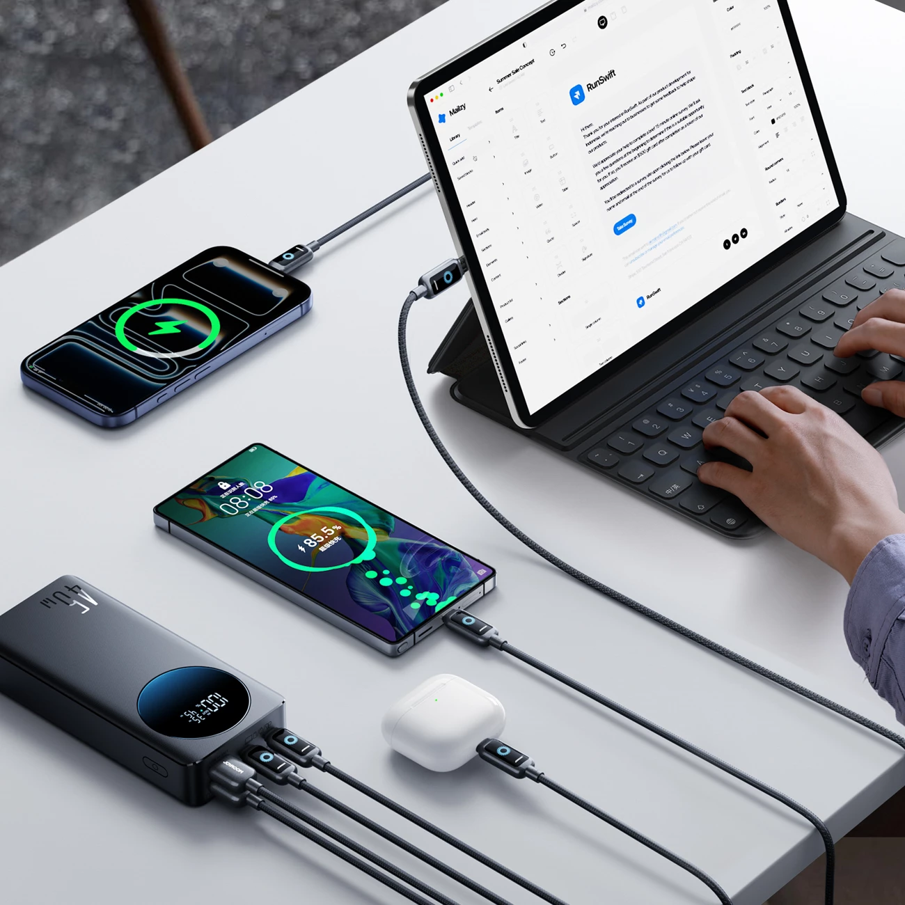 Powerbank Joyroom JR-PBF02 Pro 20000 mAh 45W ekran digjital 2x USB-A 2x USB-C i zi