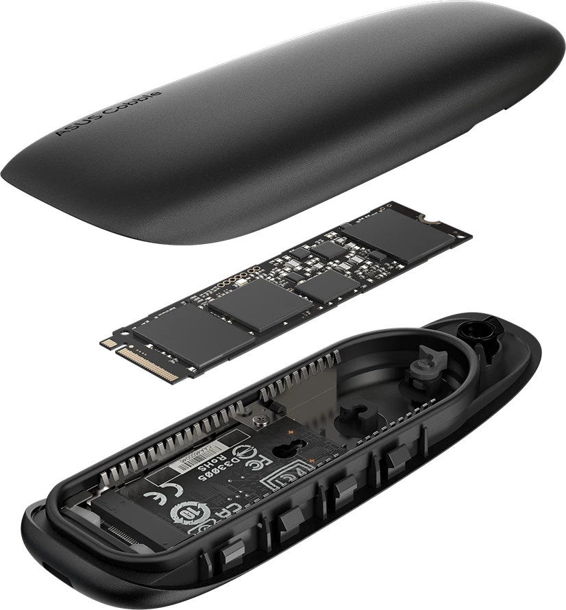Kasë eksternale për SSD M.2 ASUS Cobble USB-C 3.2 Gen 2x1 10Gbps, NVMe PCIe & SATA, IP55, e zezë
