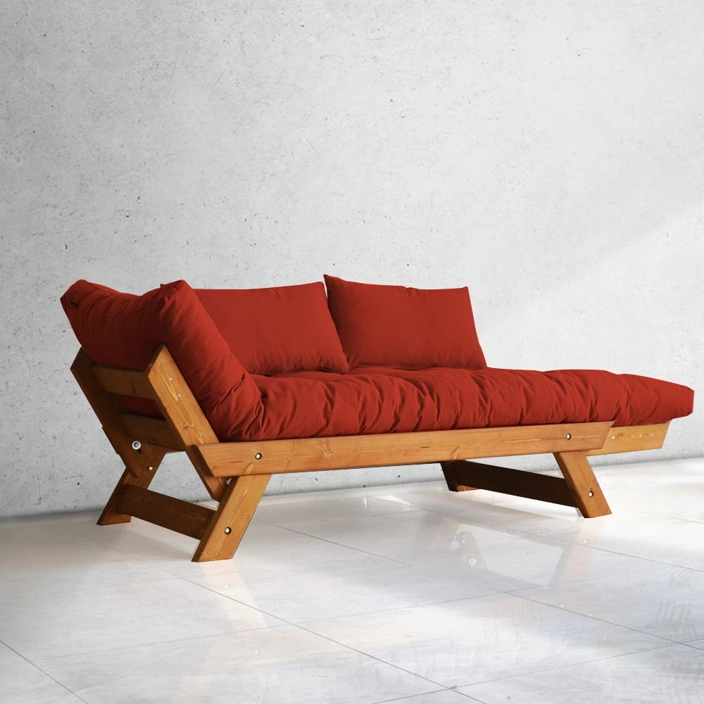 Divan kopshti dy ulëse, Skye Decor, CPT8102-210, ngjyrë teak dhe e kuqe