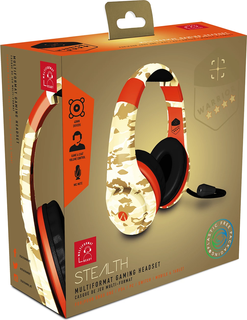 Kufje gaming stereo 4Gamers Stealth Warrior, me kabllo 3.5mm, multiformat, kamuflazh