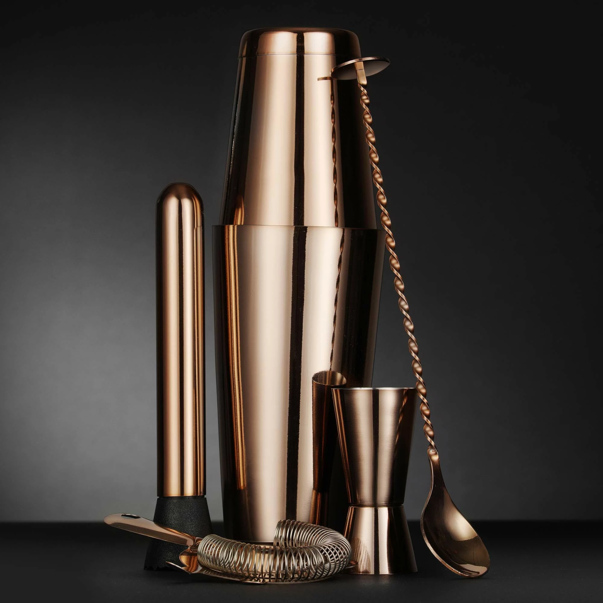 Set mjete baretarie, Bar Up, Barkit in Tube, çelik inox i veshur me bakër, tub kartoni Ø120×H320 mm, bakër, set