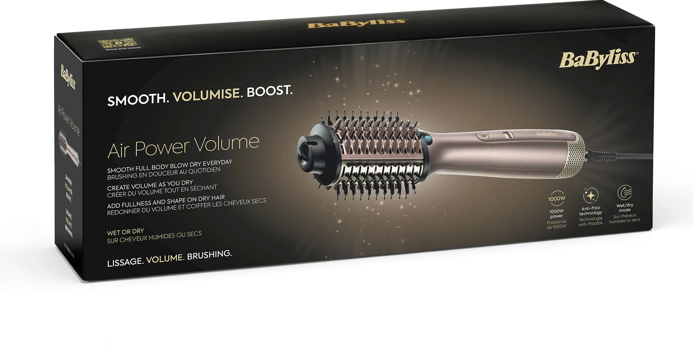 Furçë me ajër të nxehtë BaByliss Air Volume, 2 shpejtësi, 2 nivele nxehtësie, auto-off 60 min, rozë e artë