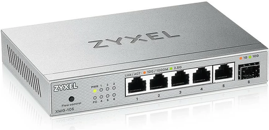 Switch Zyxel XMG-105-ZZ0101F, 5 porta 2.5G, 1 port SFP+, i argjendtë