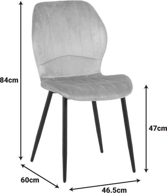 Karrige Jelour kadife, ngjyrë mollë e kalbur, këmbë metalike natyrale, 46.5x60x84cm, set prej 4 copësh