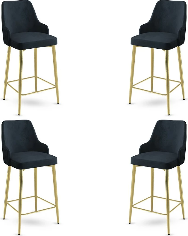 Set karrigesh për bar (4 copë), Hanah Home, Enox, antracit, ari