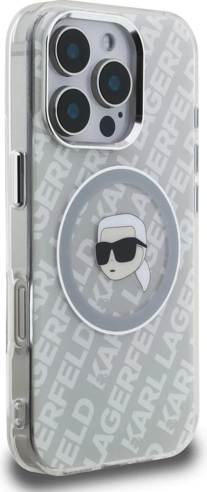 Mbështjellës Karl Lagerfeld IML Karl Head Logo MagSafe për iPhone 16 Pro Max, Hardcase TPU/PC, Gri, në kuti