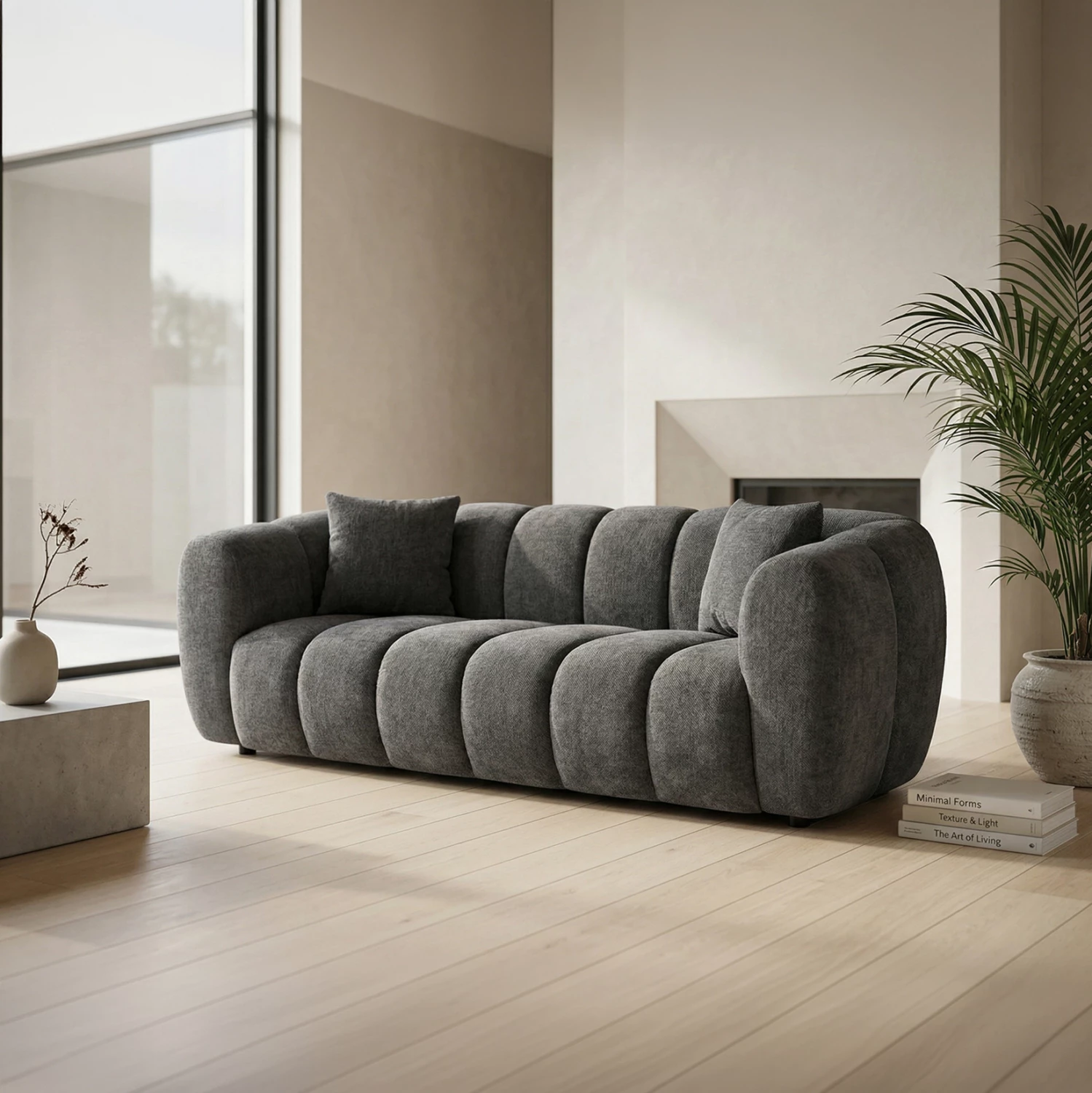 Divan treshe OPALE, material gri, CD3319.01, 230x96x76cm