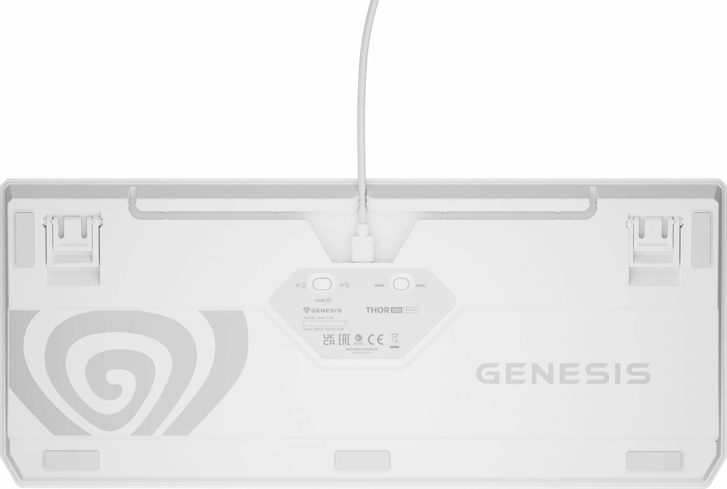 Tastierë gaming mekanike GENESIS Thor 230 TKL Wireless (NKG-2165), Outemu Red, RGB, USB/Bluetooth/2.4GHz, e bardhë