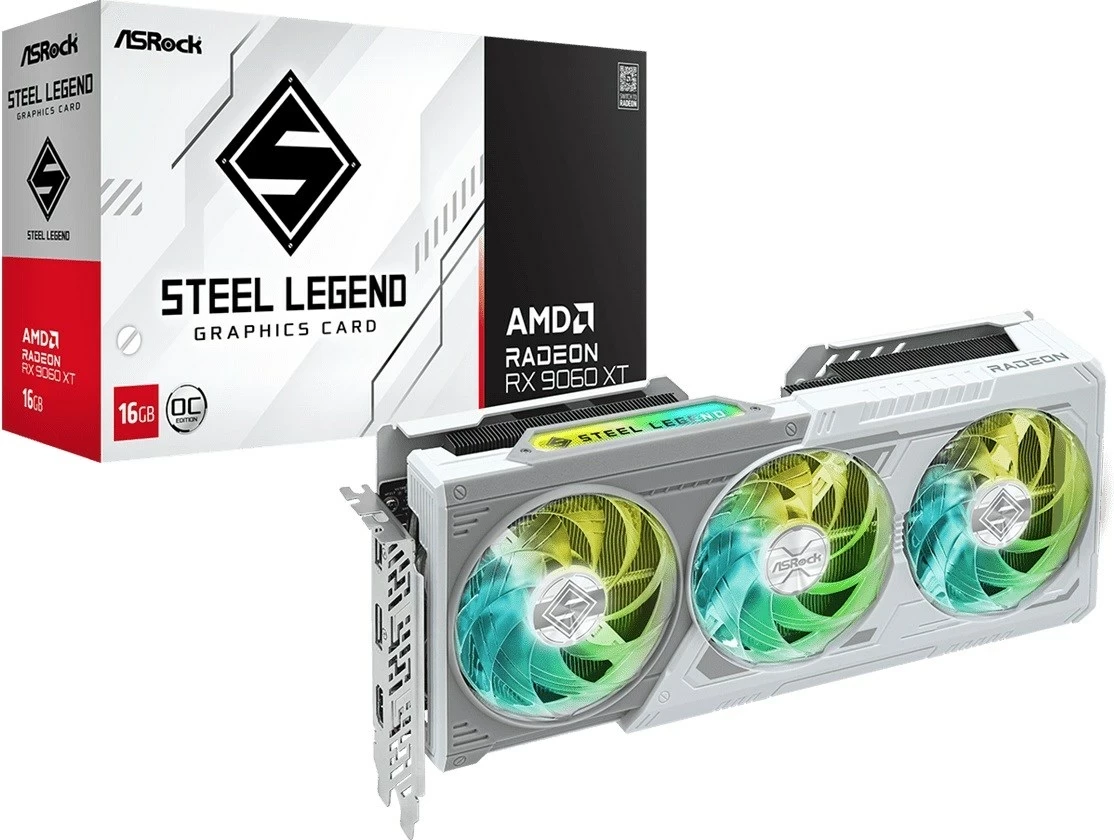 Kartelë grafike Asrock RX9060XT Steel Legend, 16 GB GDDR6, e bardhë