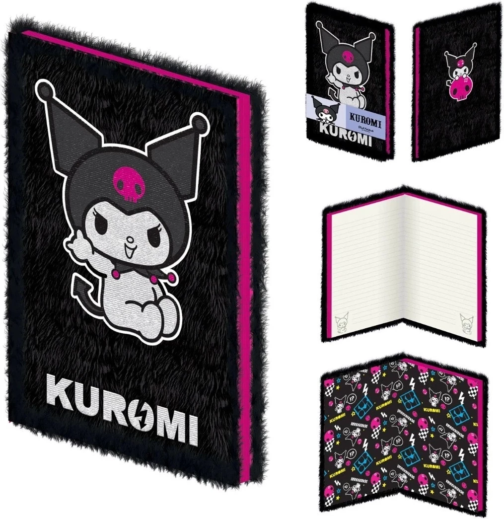 Fletore Pyramid International Hello Kitty Kuromi, A5, kapak plush, e zezë