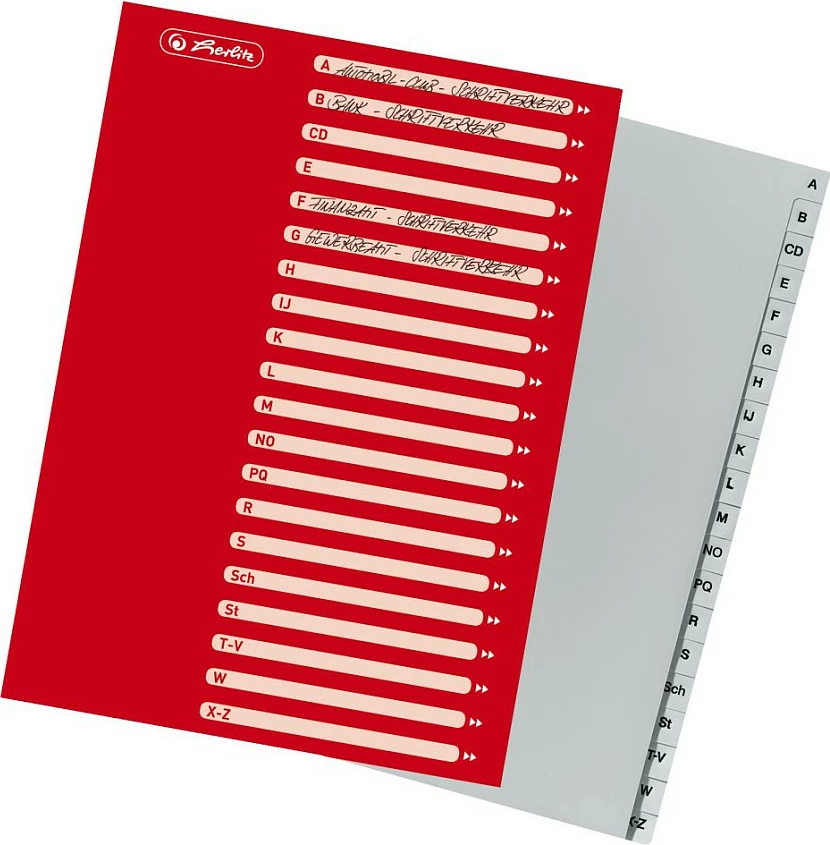 Regjistër ndarës Herlitz A4 PP, A-Z, 20 pjesë, e bardhë