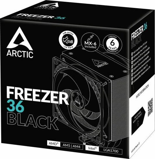 Ftohës procesori ARCTIC Freezer 36, 2x120mm PWM PST, për Intel/AMD, i zi, set me 2 ventilatorë