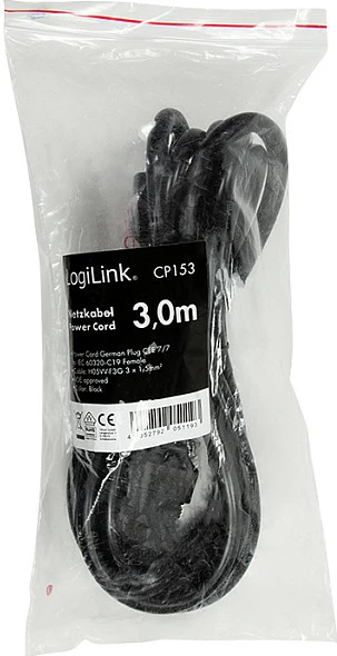 Kabllo rryme LogiLink CEE 7/7 - IEC C19, 3 m, e zezë