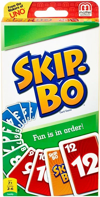 Lojë me letra Mattel Skip-Bo 165 letra, 2-6 lojtarë, 7+ vjeç