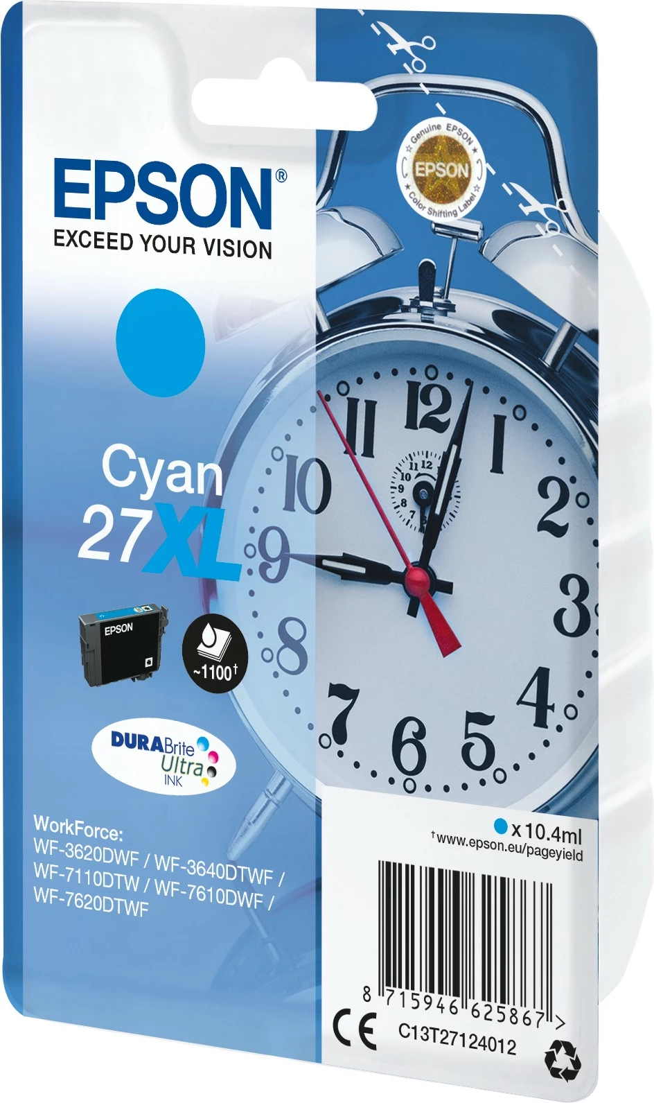Bojë Epson 27XL DURABrite Ultra, Cyan, 10.4 ml