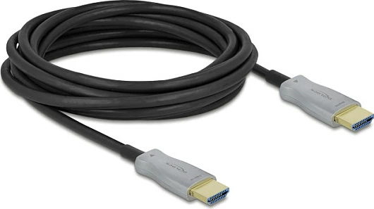 Kabllo HDMI optike aktive DeLOCK, 5 m, 4K@60Hz, HDMI 2.0, HDR, e zezë/gri