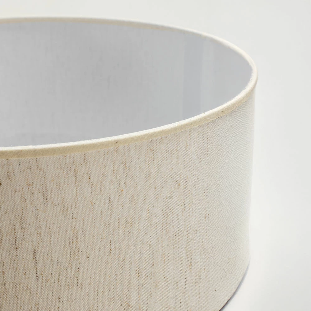 Lampë tavoline Santorini, qeramike e bardhë, abazhur liri bezhë, 30x30x60cm