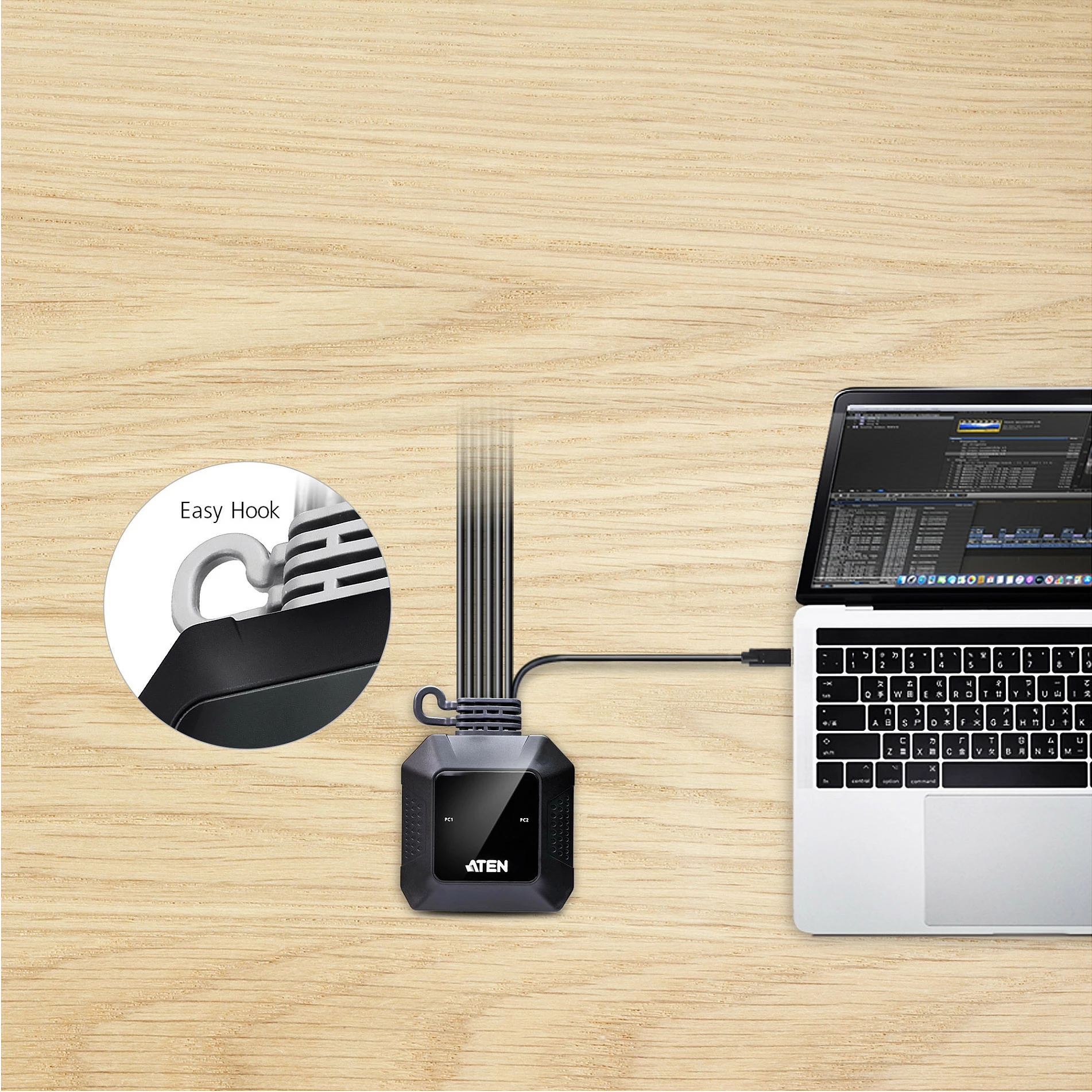 Switch KVM ATEN CS52DP, USB-C/DisplayPort, 2-Port, 4K, i Zi