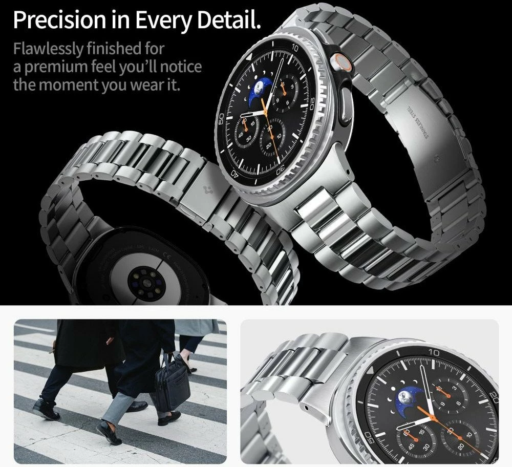 Byzylyk Spigen Modern Fit Band çelik inox 316L për Samsung Galaxy Watch 8/Classic 40/44/46mm, argjendtë