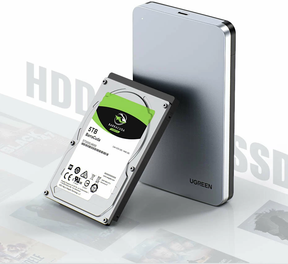 Kasë Ugreen CM300 70498 për hard disk 2.5'' SATA 3.0, USB-C/USB-A, 0.5m, Gri
