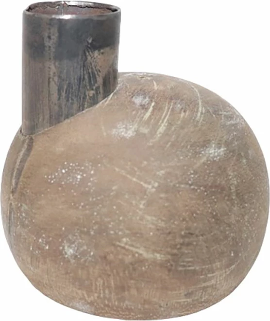 Mbajtës qirinjsh prej druri, ngjyrë gri antike, 8x7cm