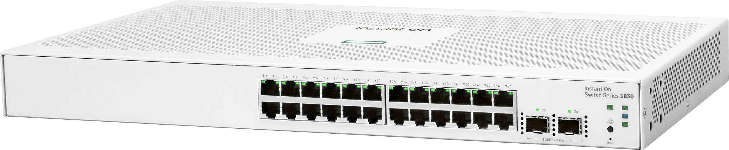 Switch HPE Aruba Instant On 1830, 24x Gigabit, 2x SFP, 1U, fanless, e bardhë