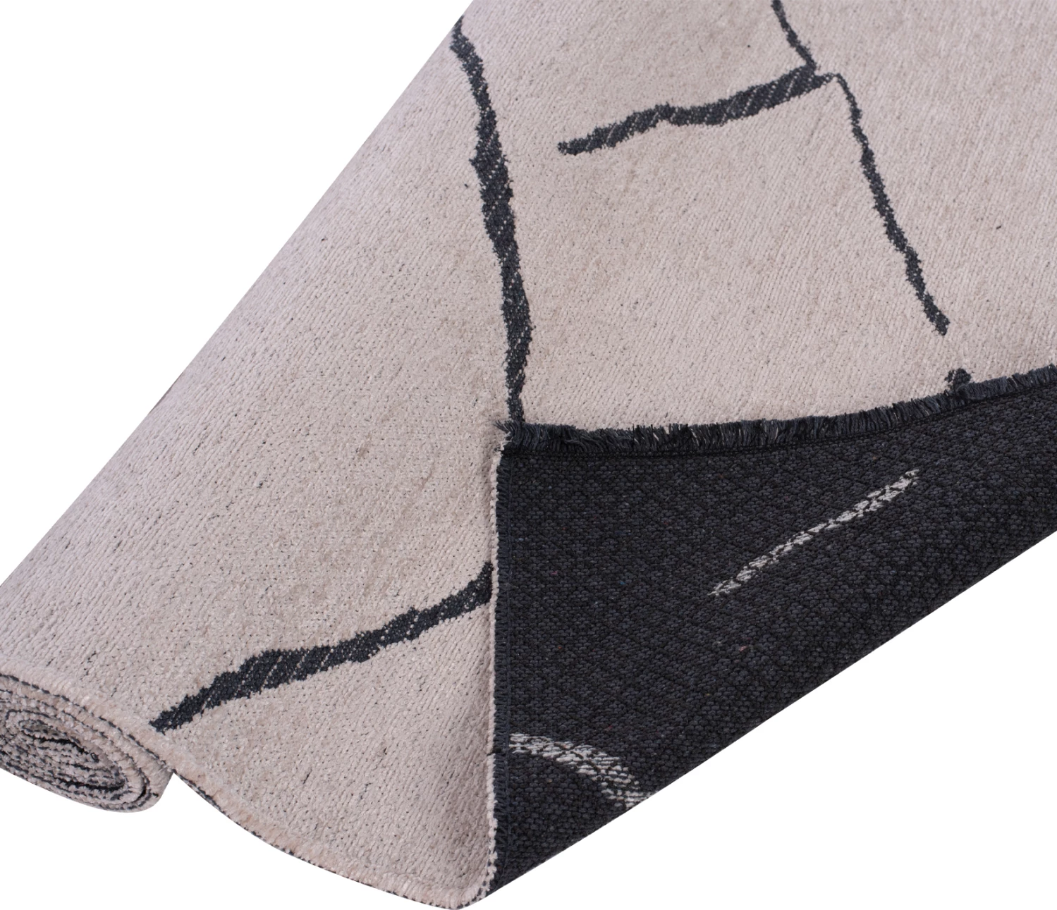 Tepih modern, ngjyrë krem dhe e zezë, FH7674.05, 160x230 cm